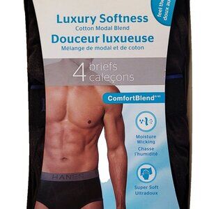 Hanes Men's Cotton Briefs 4 Pack Luxury Softness Small 28"-30" slim fit Black
